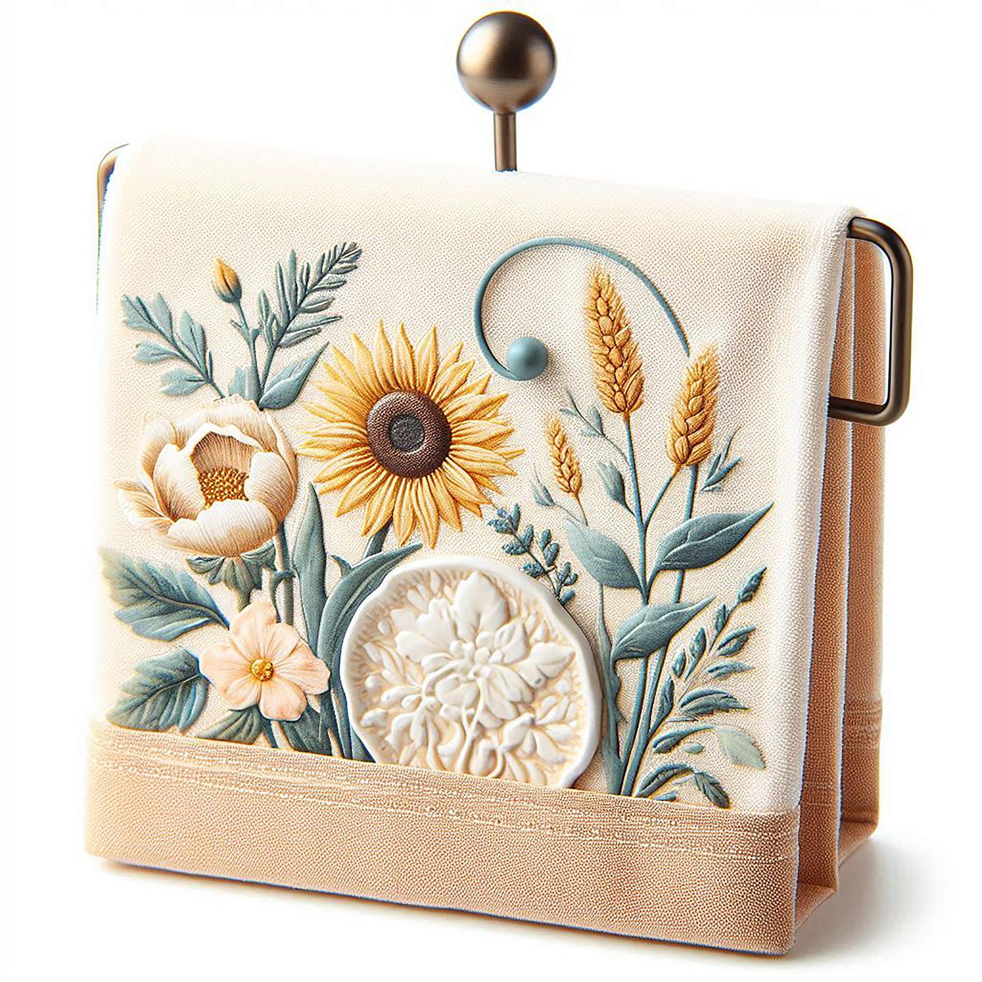Hand-stitched botanical patch on cotton bag